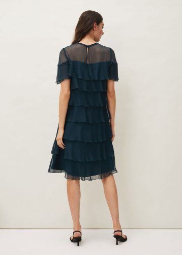 Phase Eight Nika Layered Dress, Petrol Green - Image 2