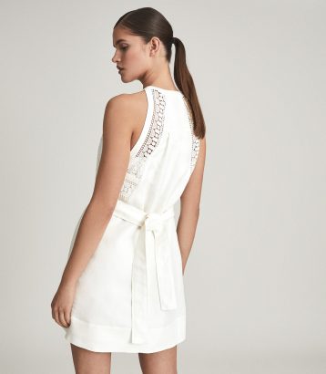 Reiss Rhona Embroidered Mini Dress, White - Image 2