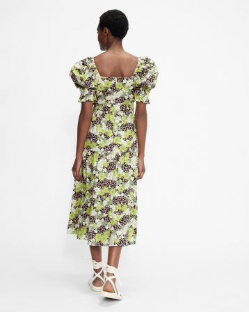 Ted Baker MAYSIIE Puff Sleeve Tiered Midi Dress, Green/Multi - Image 2