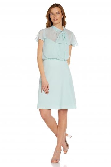 Adrianna Papell Chiffon And Crepe Bias Dress Mint Green