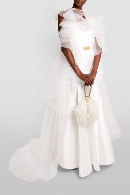 ALEXIS MABILLE Tulle-Train Wedding Gown White