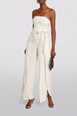 ALICE + OLIVIA Split-Detail Bebe Jumpsuit Off White