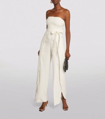 ALICE + OLIVIA Split-Detail Bebe Jumpsuit Off White