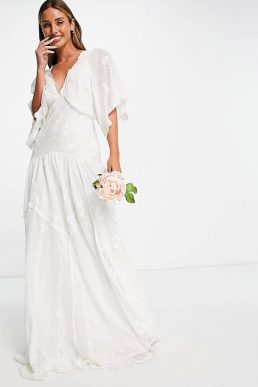 ASOS EDITION Jessica embroidered dobby mesh wedding dress Ivory