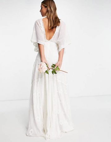ASOS EDITION Jessica embroidered dobby mesh wedding dress, Ivory - Image 2