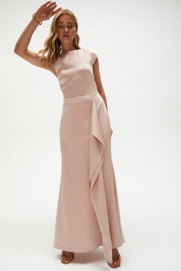 Coast Premium Ruffle Skirt Cowl Back Maxi Dress Light Pink Blush