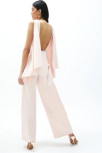 Coast Cape Detail Cut Out Back Jumpsuit Light Pink Blush