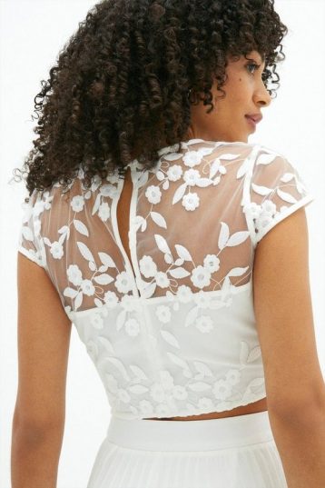 Coast Embroidered Cap Sleeve Bridal Top Ivory