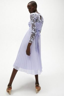 Coast Embroidered Long Sleeve Midi Dress Lilac Light Purple