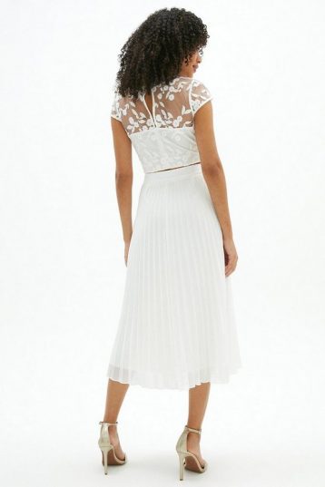 Coast Pleated Bridal Midi Skirt Ivory