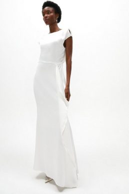 Coast Premium Ruffle Skirt Cowl Back Maxi Dress Ivory