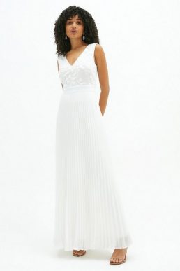 Coast V Neck Embroidered Maxi Bridal Dress Ivory