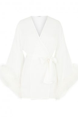 GILDA & PEARL Marabou Trim Robe Ivory