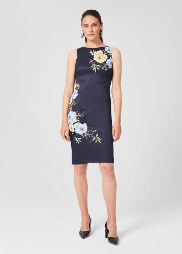 Hobbs Moira Floral Shift Dress Navy Yellow