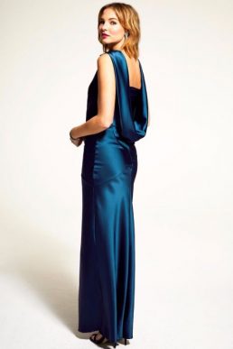 Hot Squash Silky maxi gown with cowl neck Teal