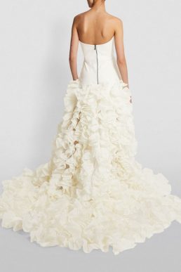 MATICEVSKI Languish Ruffled Gown Ivory Snowflake Tapioca