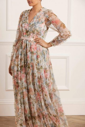 Needle & Thread Rose Garden V-Neck Maxi Gown Multi