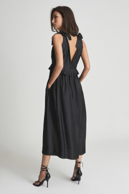 Reiss Laura Silk Blend Midi Dress, Black