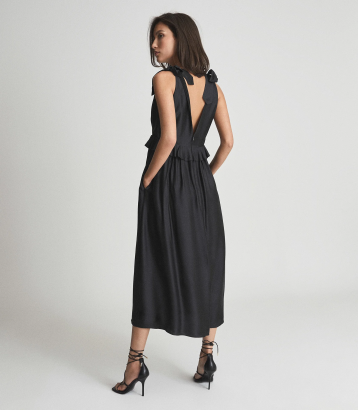 Reiss Laura Silk Blend Midi Dress, Black