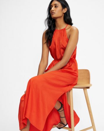 Ted Baker ROXIEYY Halterneck midi dress Orange