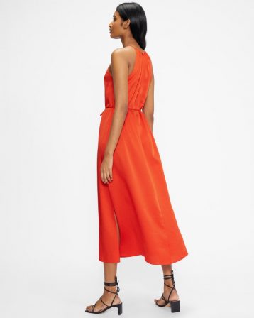 Ted Baker ROXIEYY Halterneck midi dress, Orange - Image 2