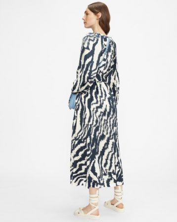 Ted Baker SANDIIA Printed long sleeved midi dress cuffs, Neutral/Black - Image 2