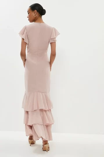 Coast Tiered Hem Ruffle Maxi Bridesmaid Dress Light Blush Nude