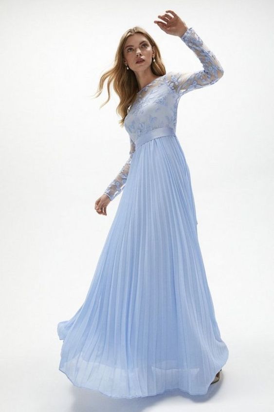 Embroidered Long Sleeve Maxi Dress