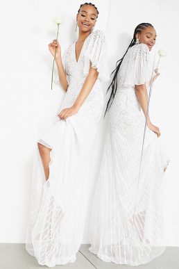 ASOS EDITION Emilia pearl embellished wedding dress Ivory