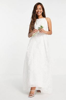 ASOS EDITION Lavinia halter 3D floral embroidered organza wedding dress Ivory