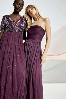 Coast Bandeau Tulle Maxi Dress Berry Purple