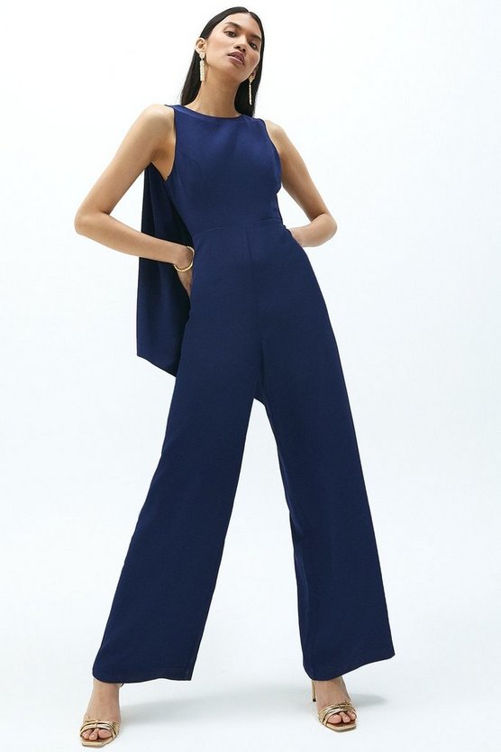 Cape Detail Cut Out Back Jumpsuit