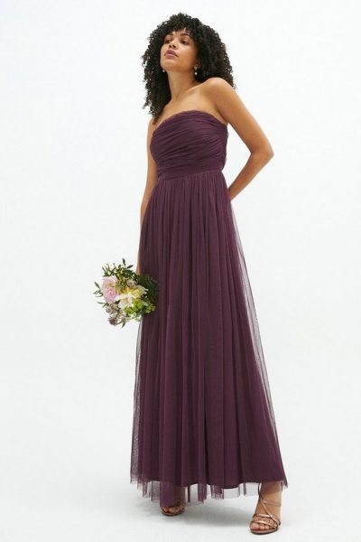 Coast Bandeau Tulle Maxi Dress Berry Purple Dresses