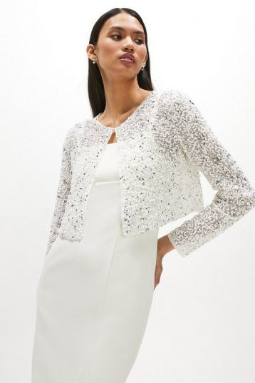 Coast Embellished Sequin Jacket Ivory