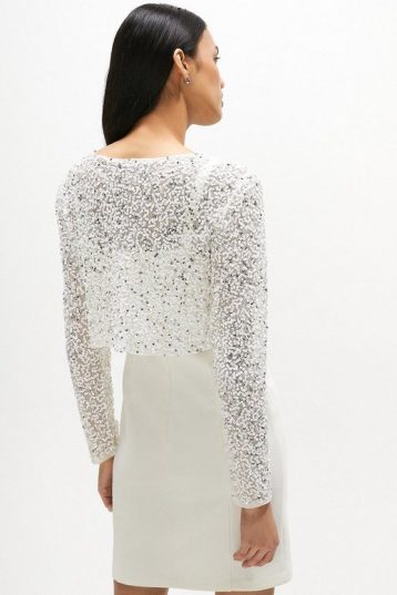 Coast Embellished Sequin Jacket Ivory