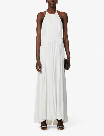 Galvan Provence satin-crepe gown White