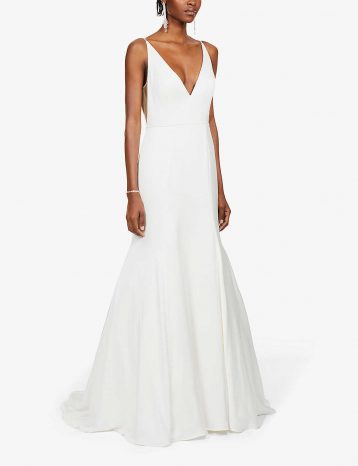 Jenny Yoo Callahan V-neck twill Bridal gown Ivory