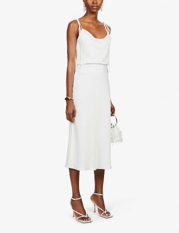 Jenny Yoo Kat cowl-neck satin midi wedding dress Ivory