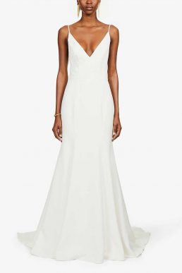 Jenny Yoo Marley V-neck crepe bridal gown Ivory