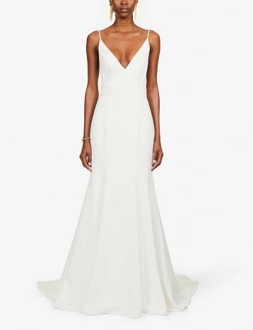 Jenny Yoo Marley V-neck crepe bridal gown Ivory