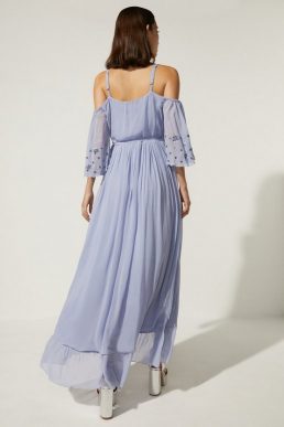 Oasis Embellished Cold Shoulder Wrap Midi Dress Lilac