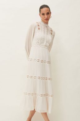 Phase Eight Amberlee Cutwork Midi Dress Ivory Parchment