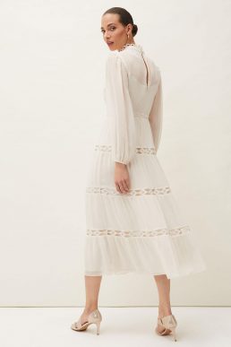 Phase Eight Amberlee Cutwork Midi Dress Ivory Parchment