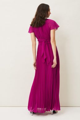 Phase Eight Astrid Pleated Dress Bright Plum Pink