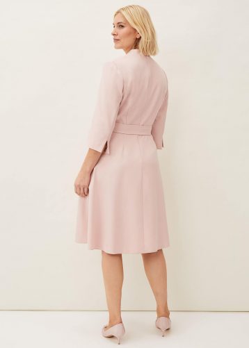 Phase Eight Margot Belted Sleeve Dress Light Pink Blush