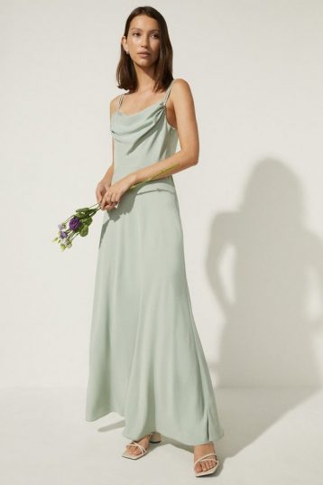 Oasis Cowl Double Strap Midi Dress, Sage Green