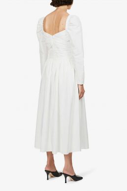 Self Portrait Sweetheart-neck taffeta midi dress White