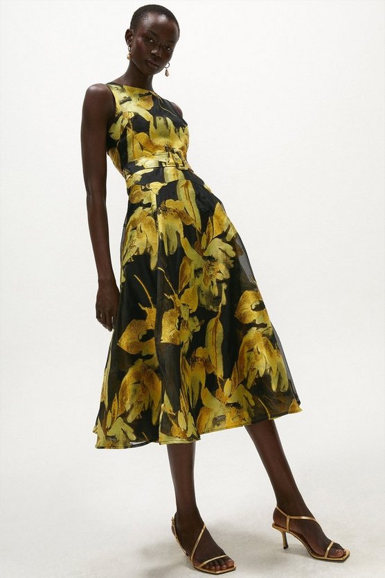 Floral Jacquard Midi Dress