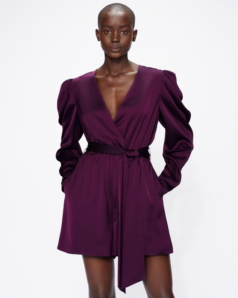 LIANNII Wrap Front Playsuit with Exaggerated Sleeve £175