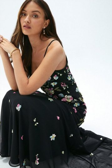 Coast Sequin Embellished Cami Maxi Dress Black Multi